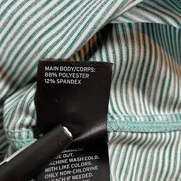 Zella Striped Long Sleeve Activewear Green Shirt Top Cutout Back - Size Small - Picture 5 of 10